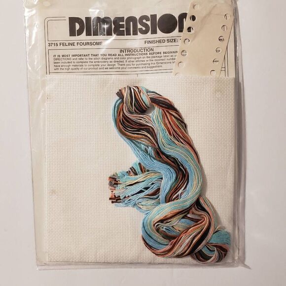 Vintage 1991 Dimensions "Feline Foursome" Counted Cross Stitch - Picture 4 of 4